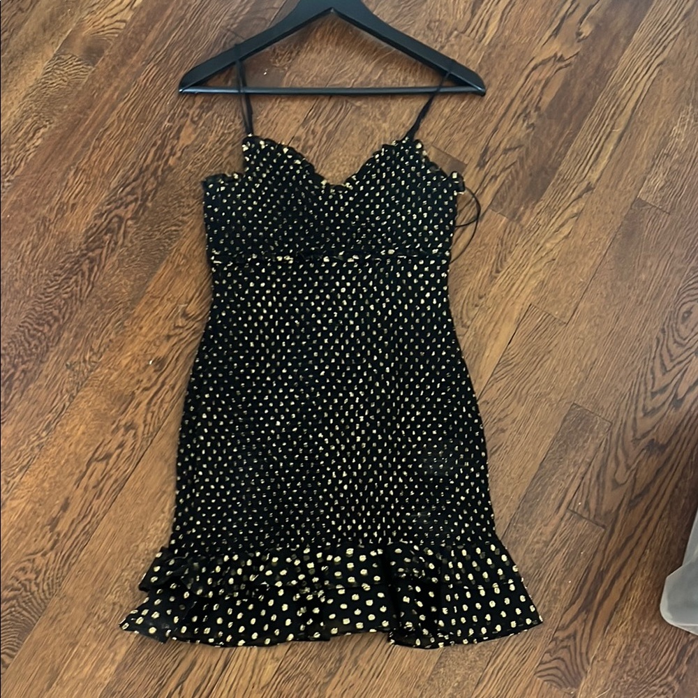 Likely Black and White Ruffled Mini Dress